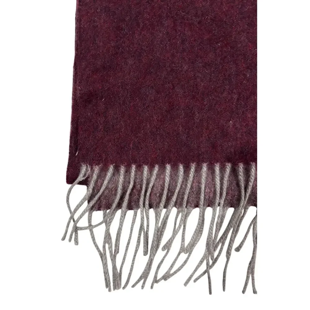 15-97(1) QI NWT 100% Cashmere Fringe Scarf Maroon 36